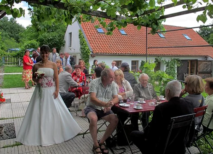 Svatební hostina pod pergolou